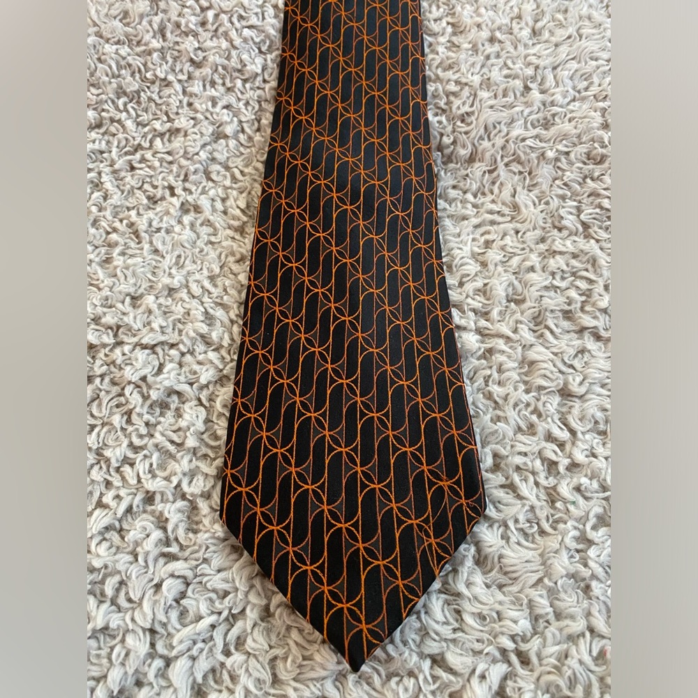 Orange and black stafford tie